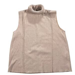 ZARA Ribbed Sleeveless Turtleneck Knit Vest Neutral Minimalist Chic